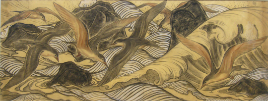 Gaston SUISSE (1896-1988) - Hirondelles de mer dans la tempête.1937.